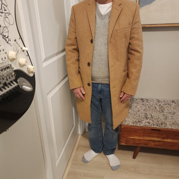 Men's J Crew Camel Insulated Topcoat - Picture 2 of 5